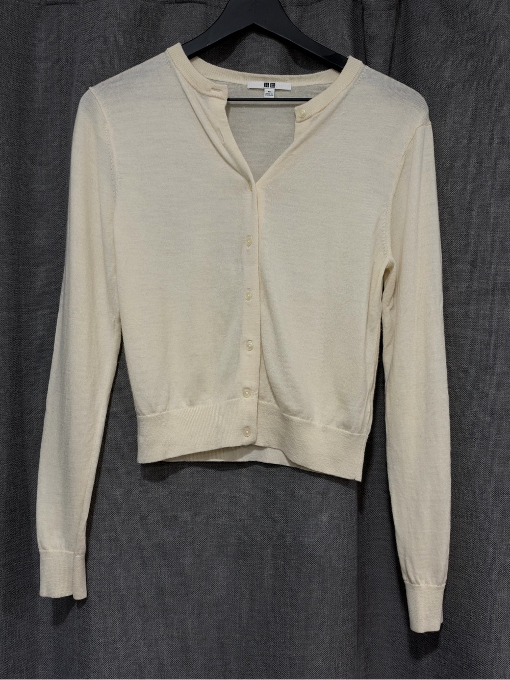 Wool UNIQLO Women's Cream Lightweight Button Cardigan Sweater